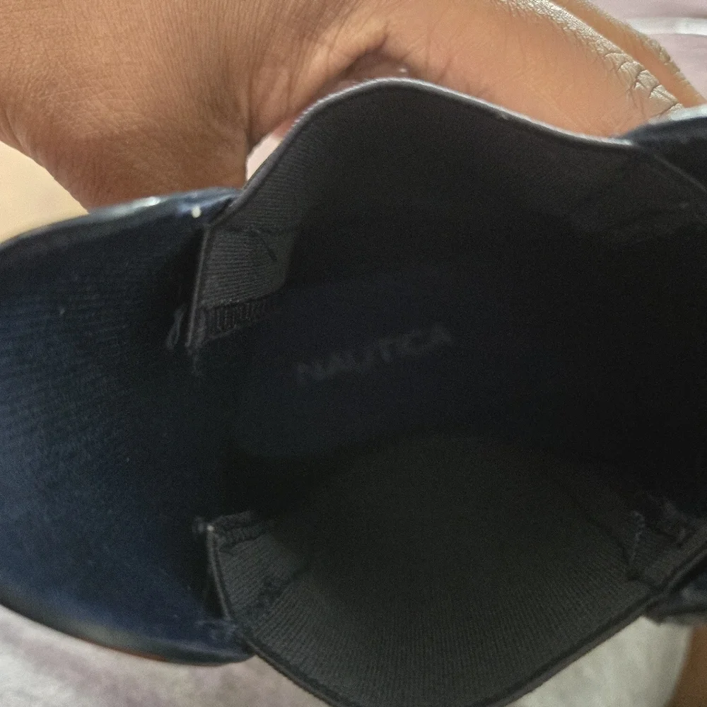 Nautica Rain Boots Sz 8 Navy Blue/White Stripes